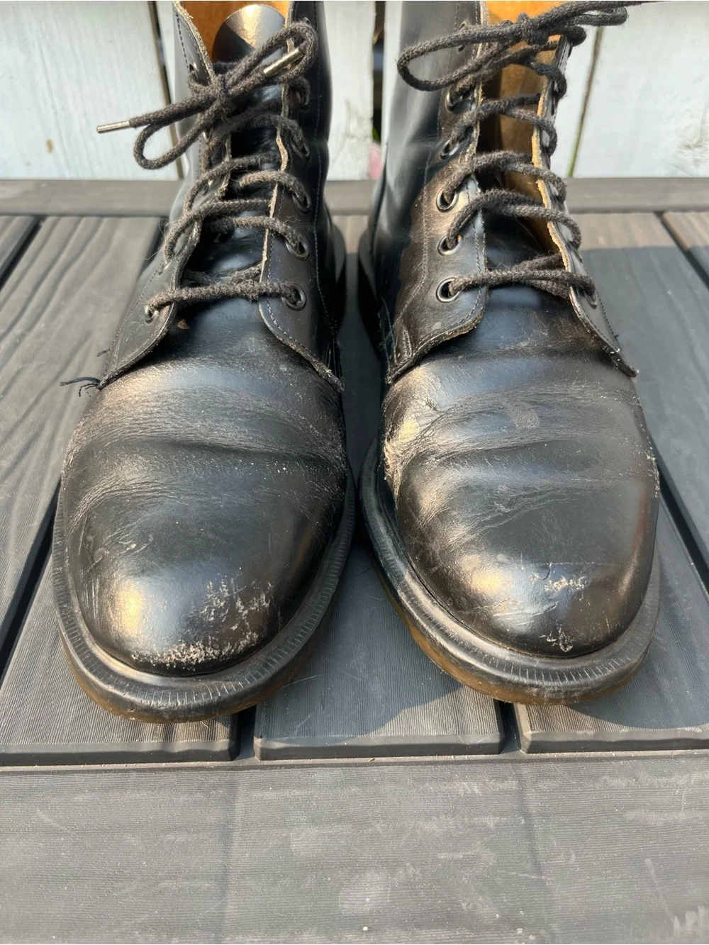 Vintage Dr. Doc Martens Black Leather Boots 6 Eyelet Made in England Size 10